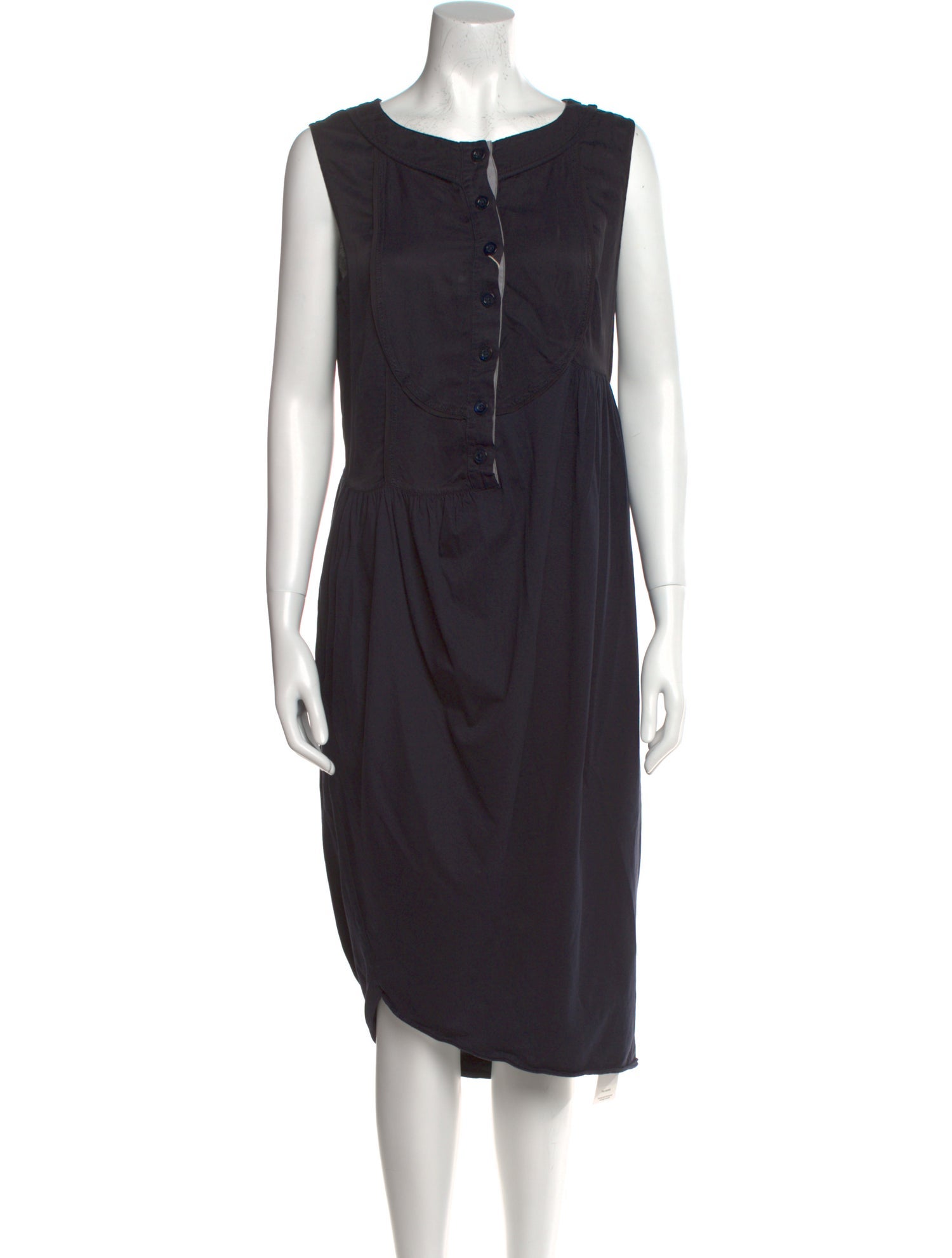 High Scoop Neck Midi Length Dress