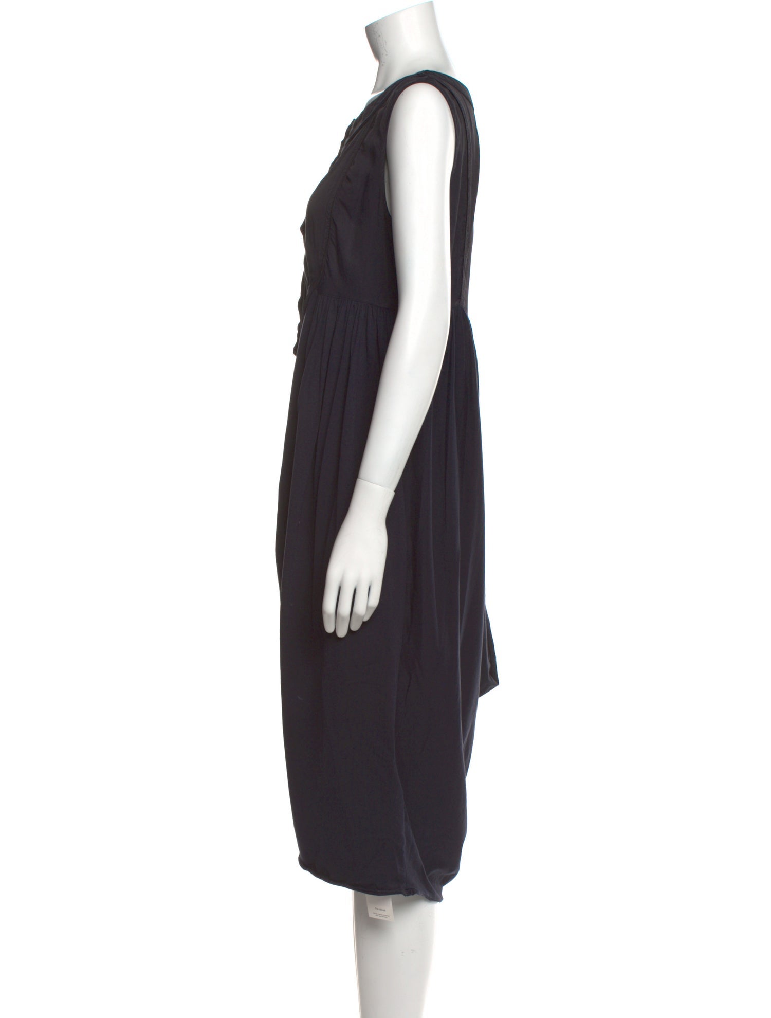 High Scoop Neck Midi Length Dress