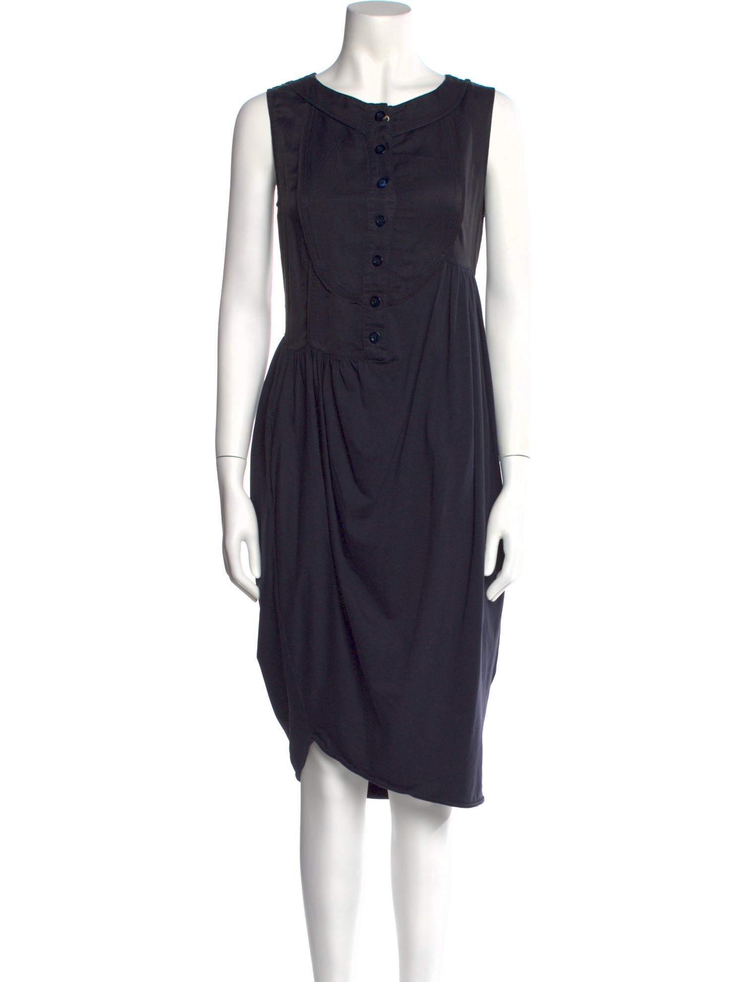 High Scoop Neck Midi Length Dress