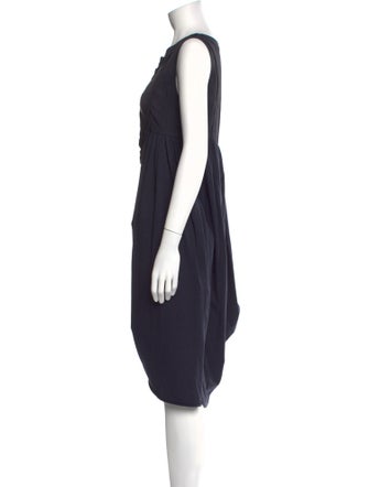 High Scoop Neck Midi Length Dress