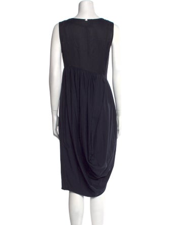 High Scoop Neck Midi Length Dress