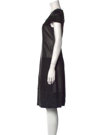 High Leather Knee-Length Dress