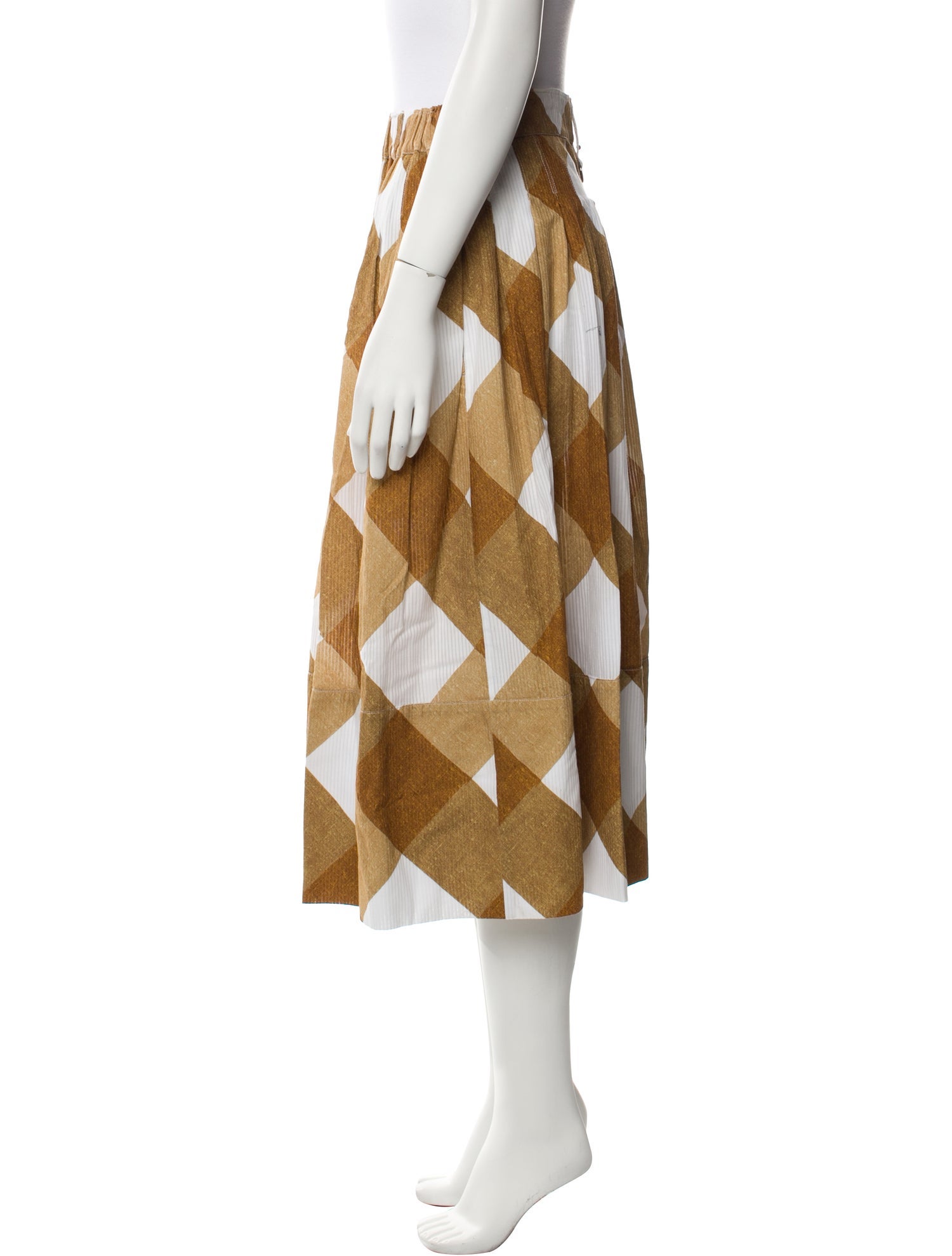 High Plaid Print Knee-Length Skirt