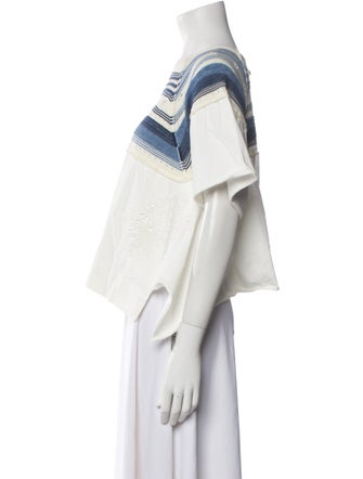 High Striped Square Neckline Crop Top