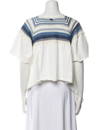 High Striped Square Neckline Crop Top