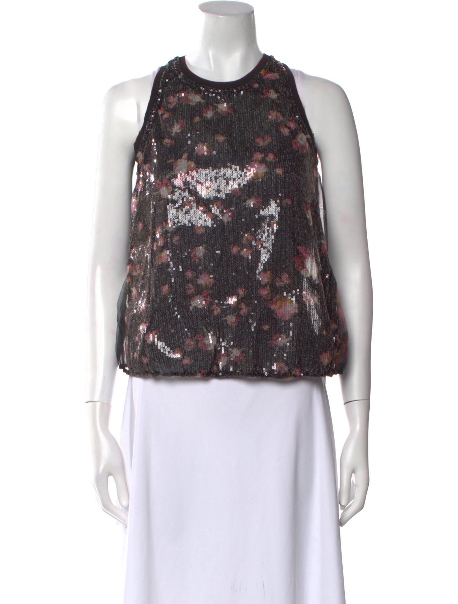 High Floral Print Crew Neck Crop Top w/ Tags