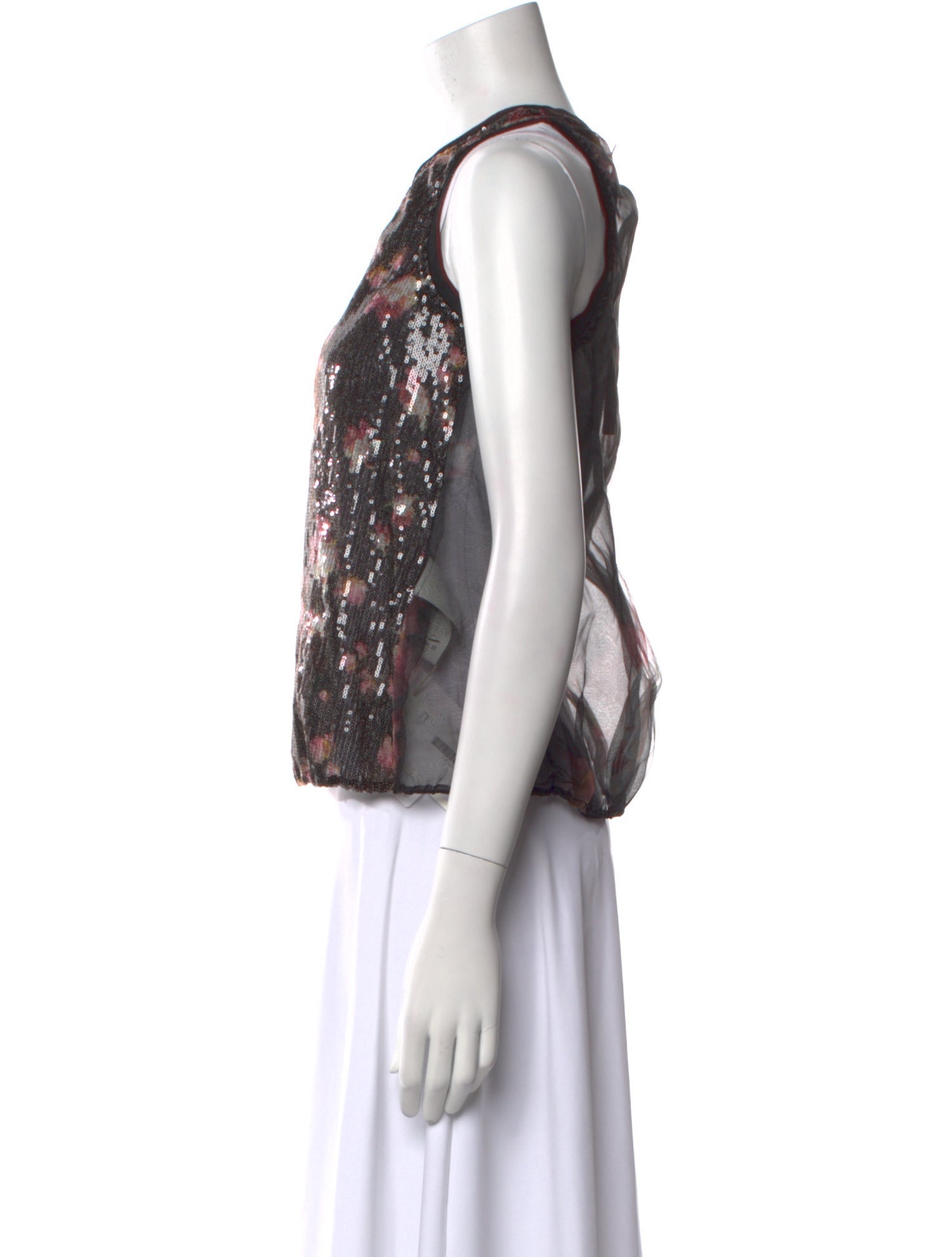 High Floral Print Crew Neck Crop Top w/ Tags