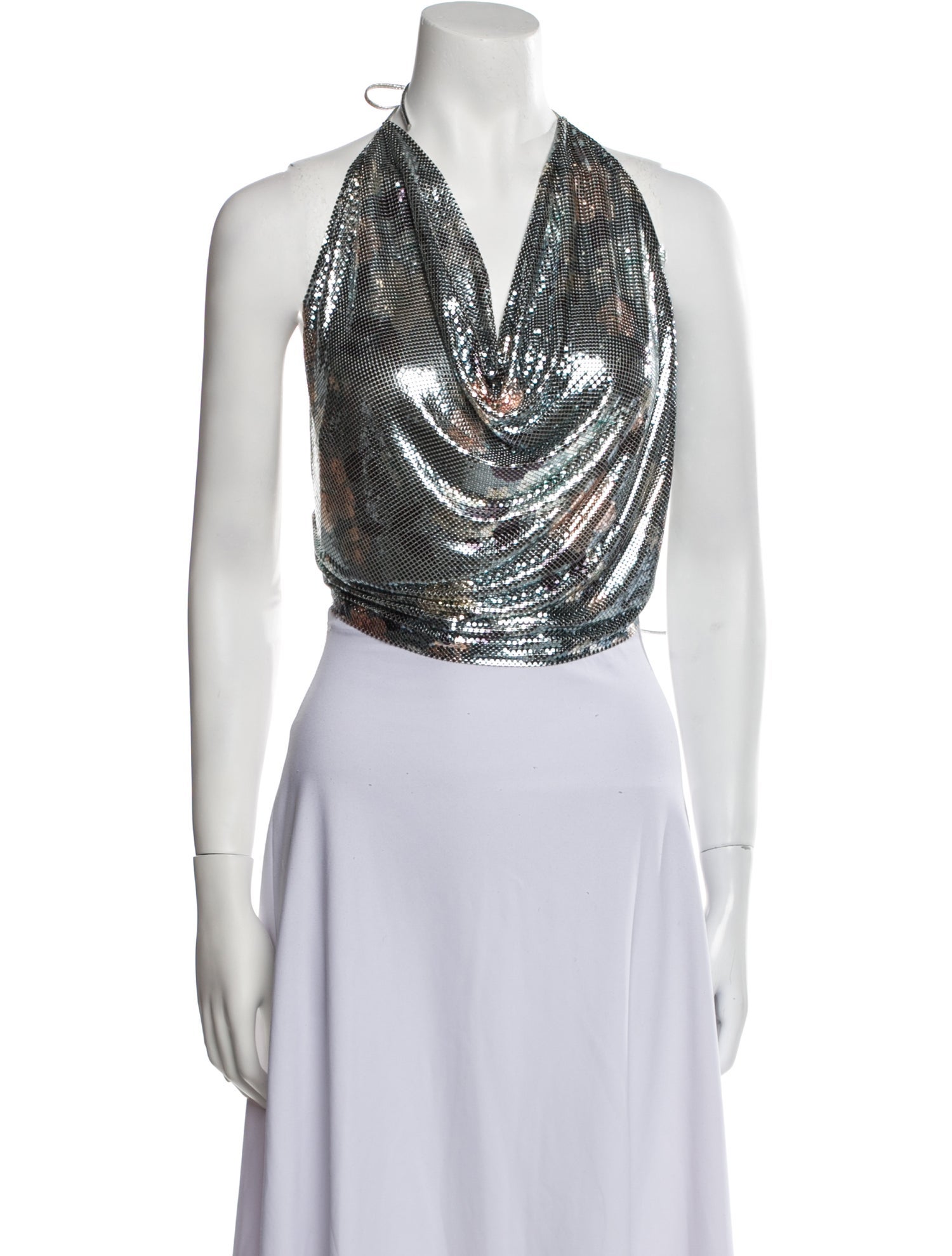 Whiting & Davis Cowl Neck Sleeveless Crop Top