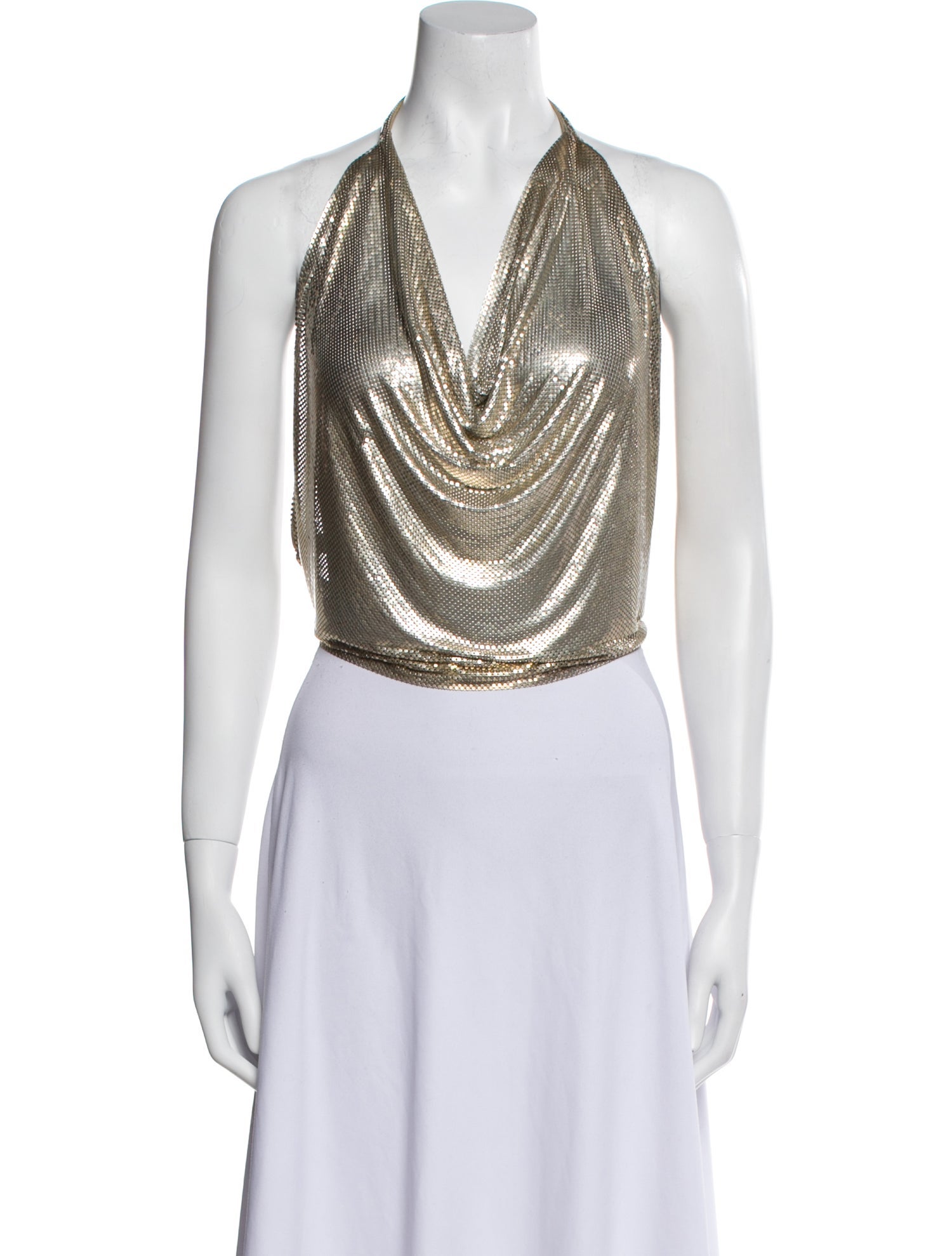 Whiting & Davis Cowl Neck Sleeveless Crop Top