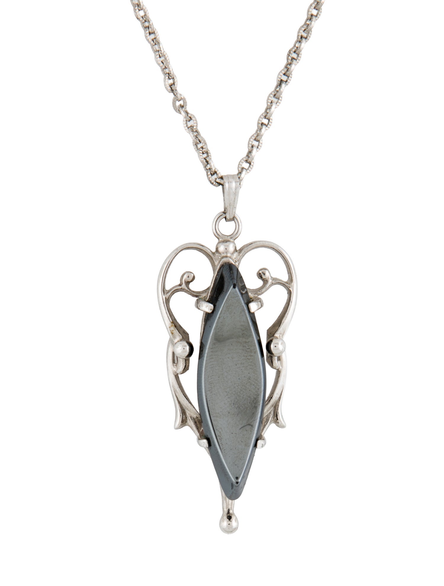 Whiting & Davis Metallic Stone Pendant Necklace