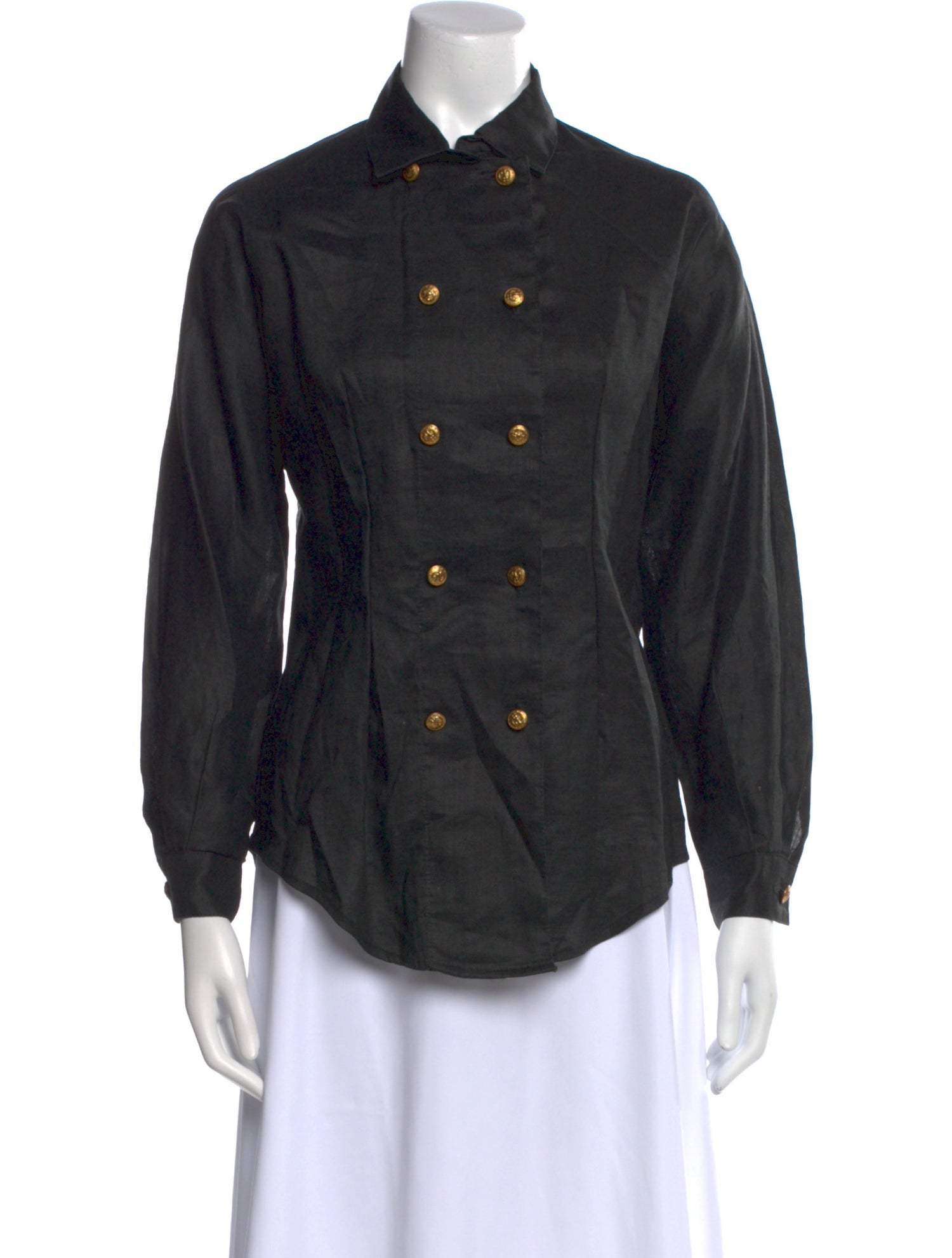 HB Linen Long Sleeve Button-Up Top