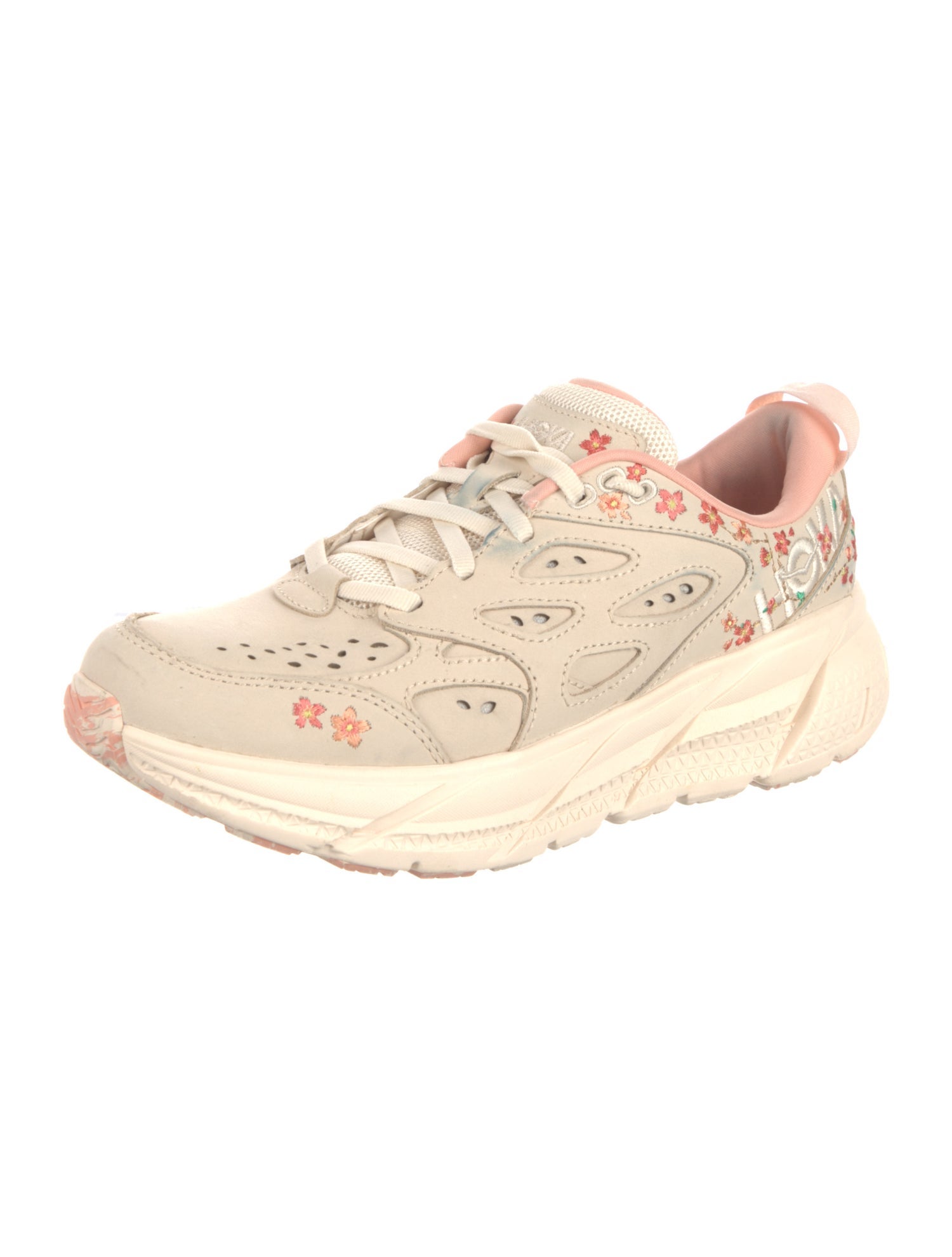 Hoka Suede Floral Print Sneakers