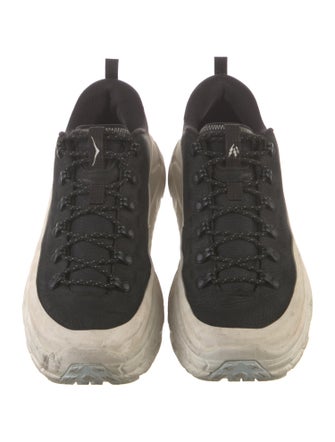 Hoka Leather Colorblock Pattern Athletic Sneakers