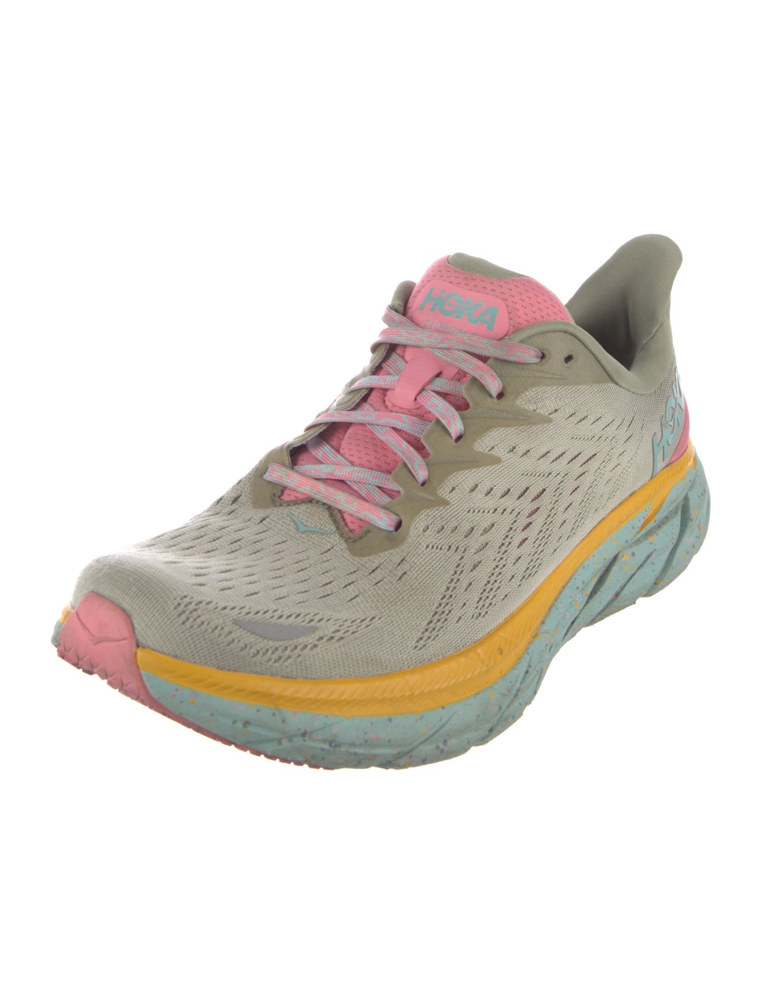 Hoka Mesh Colorblock Pattern Athletic Sneakers