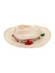 House of Lafayette Neutral Straw Tassel And Leather Trimmed Cowboy Hat
