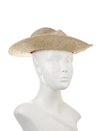 House of Lafayette Neutral Straw Tassel And Leather Trimmed Cowboy Hat