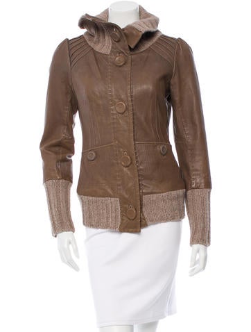 Mackage Wool -Trimmed Leather Jacket
