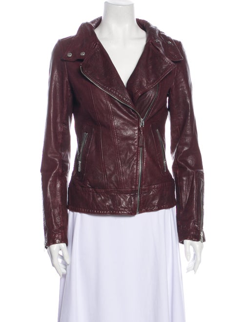 Mackage Lamb Leather Biker Jacket Red