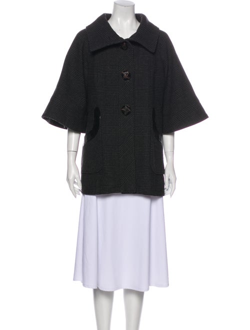 Mackage Virgin Wool Plaid Print Cape Wool