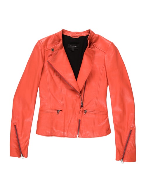 Mackage Lamb Leather Biker Jacket Orange