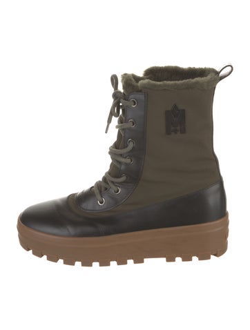 Mackage Boots Leather Faux Fur Trim Lace-Up 11