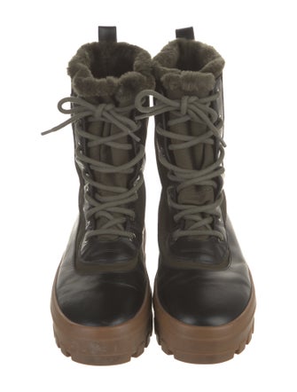 Mackage Leather Faux Fur Trim Lace-Up Boots