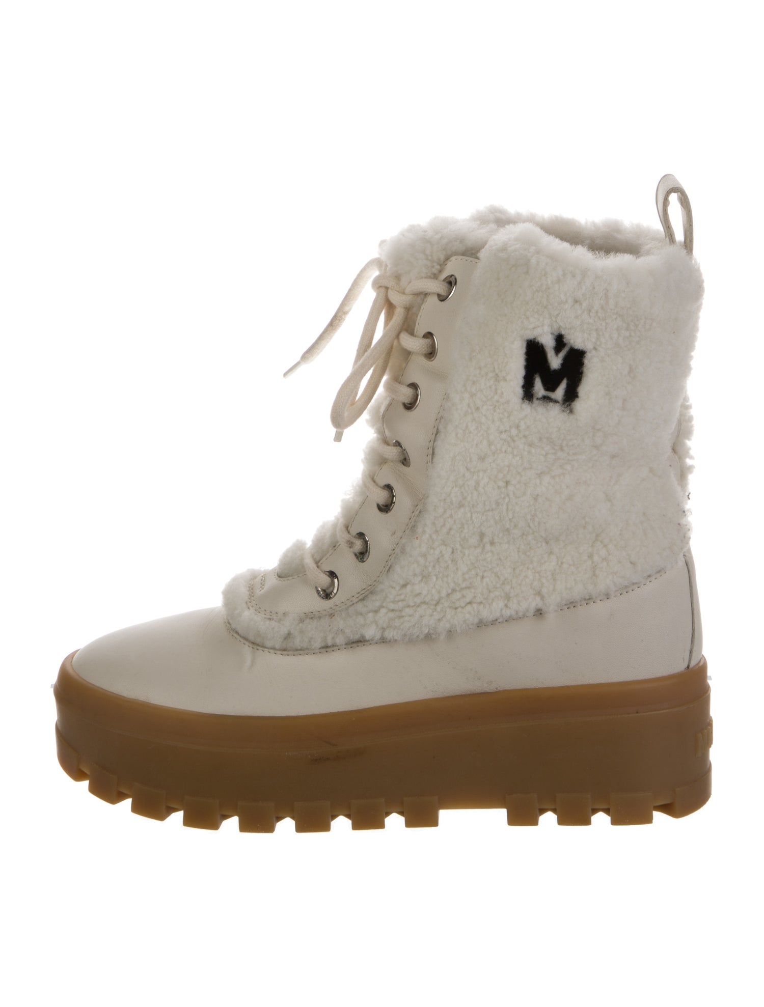 Mackage Leather Graphic Print Combat Boots