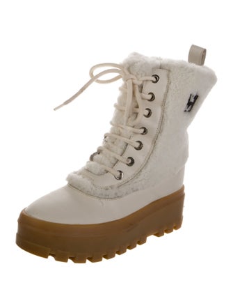 Mackage Leather Graphic Print Combat Boots