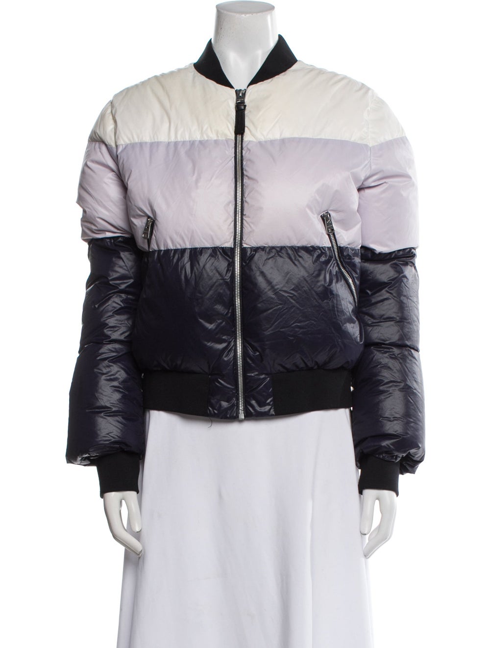 Mackage Down Jacket Blue Colorblock Pattern Stand… - image 1