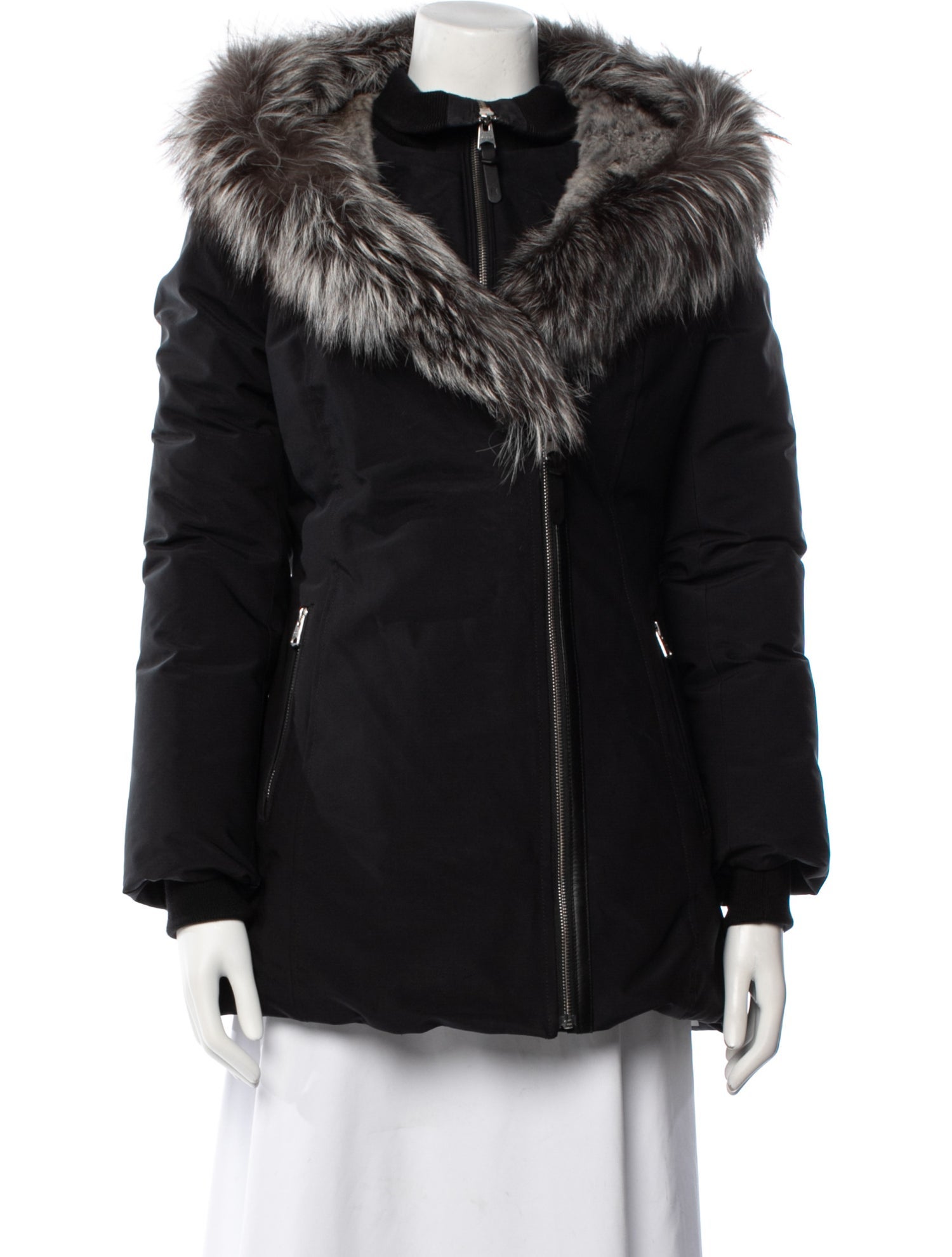 Mackage Silver Fox Fur Trim Down Jacket
