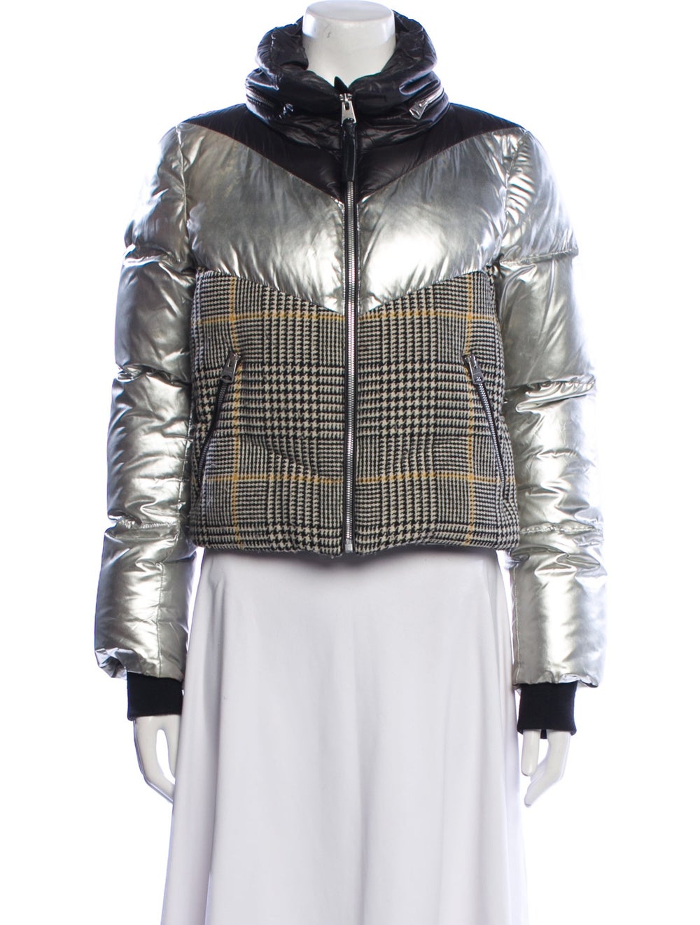 Mackage Down Jacket Silver Houndstooth Print Stan… - image 1