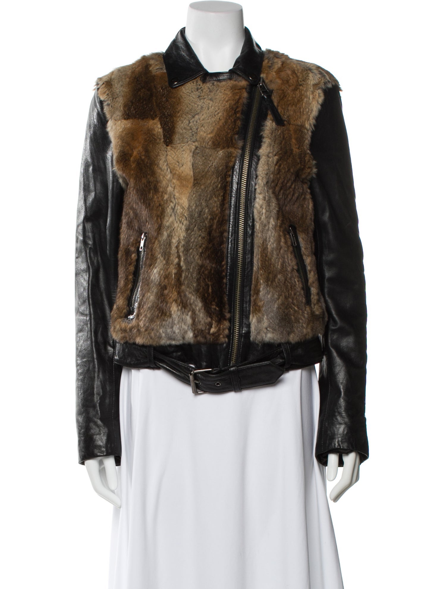 Mackage Lamb Leather Animal Print Fur Jacket