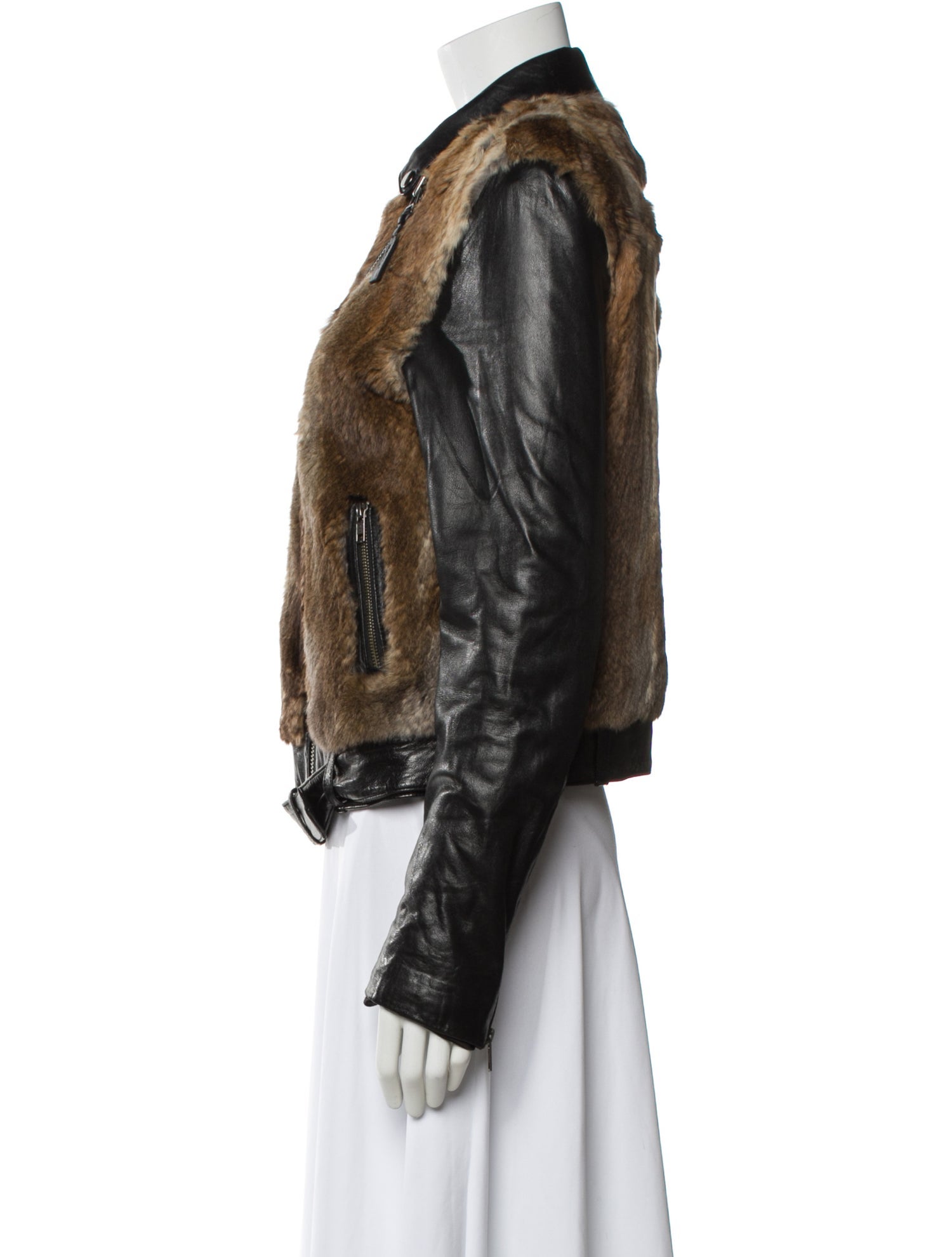 Mackage Lamb Leather Animal Print Fur Jacket