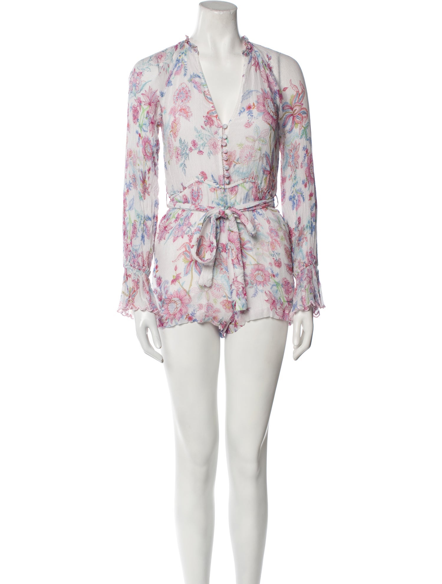 Hemant and Nandita Floral Print Plunge Neckline Romper