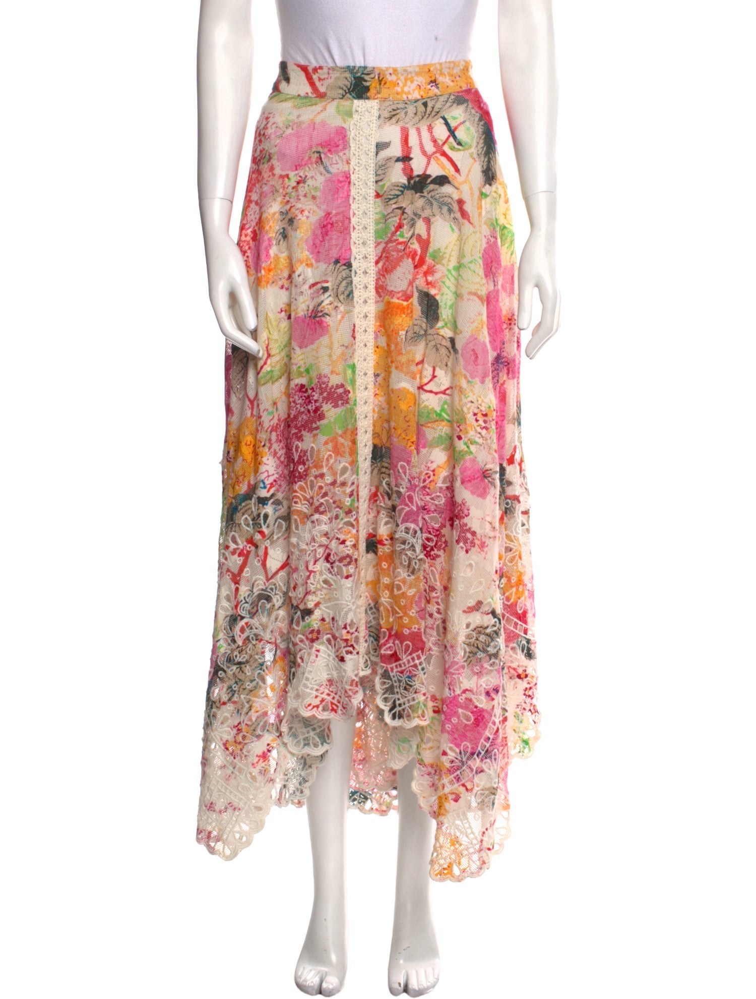 Hemant and Nandita Floral Print Midi Length Skirt