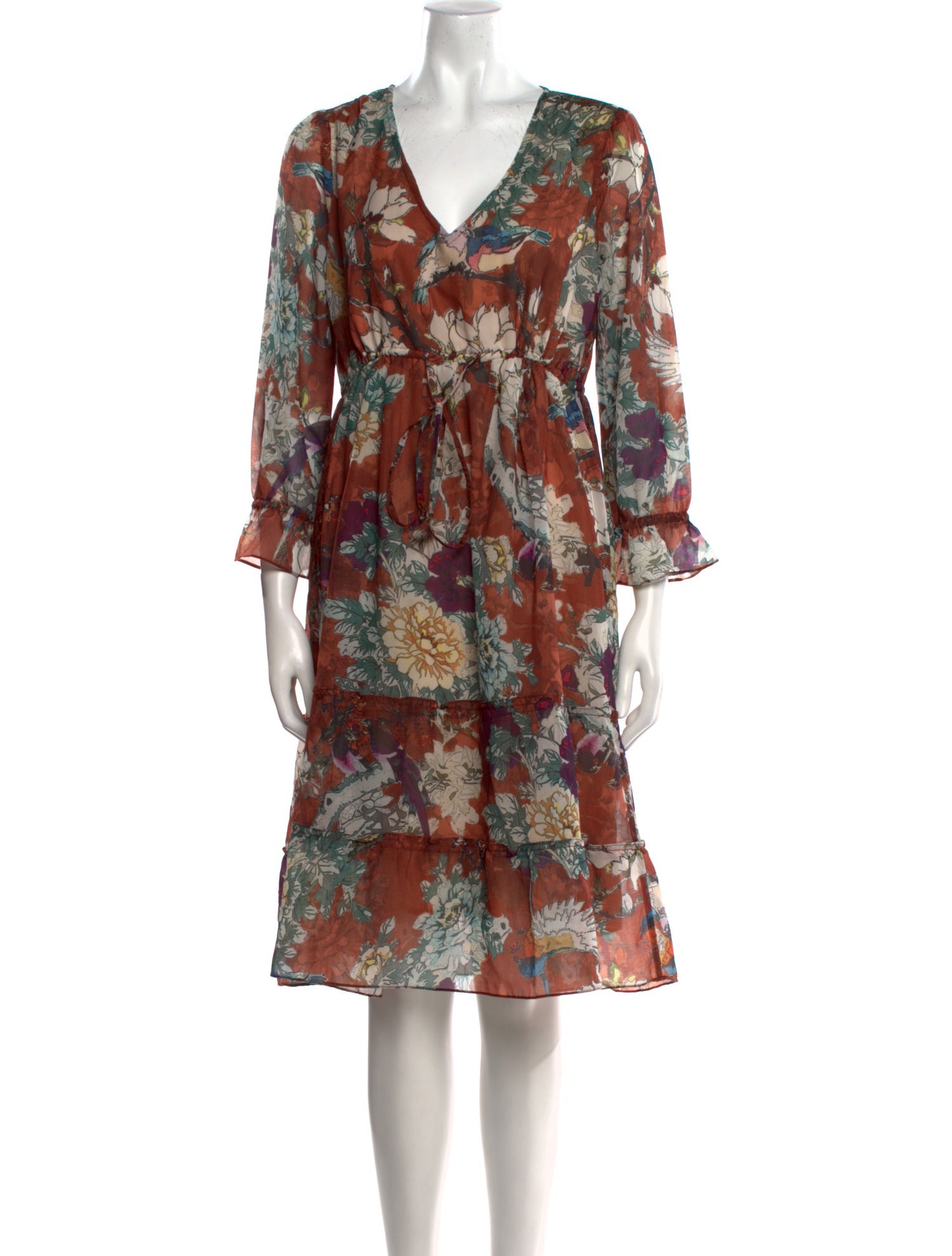 Hemant and Nandita Floral Print Midi Length Dress