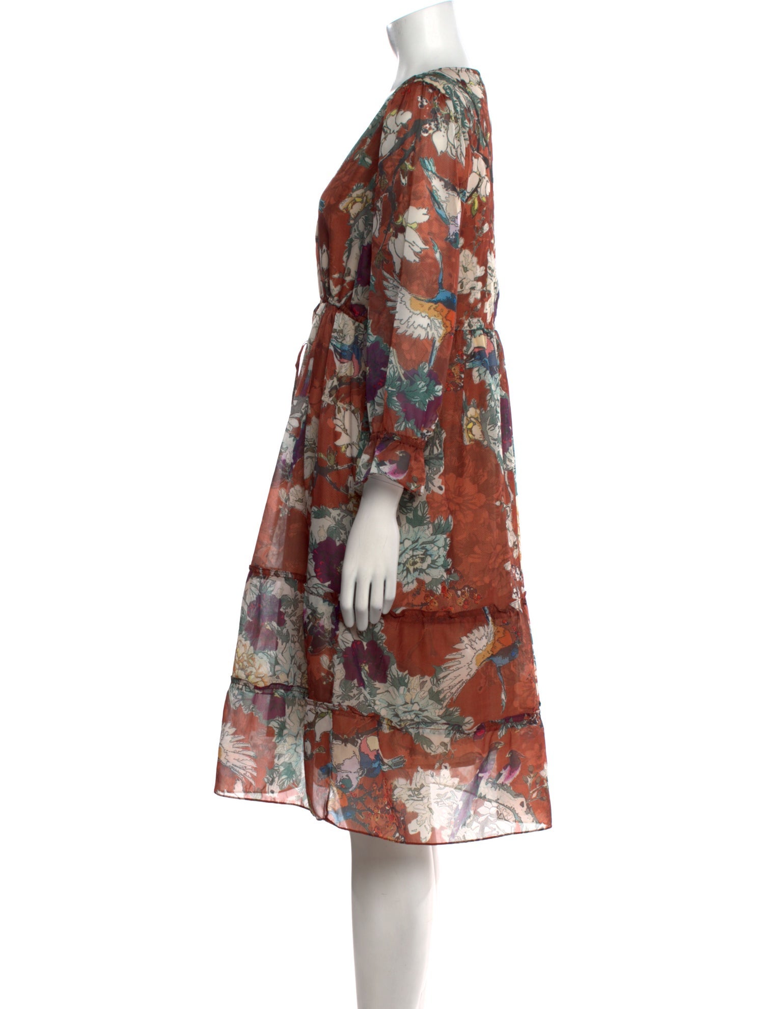 Hemant and Nandita Floral Print Midi Length Dress