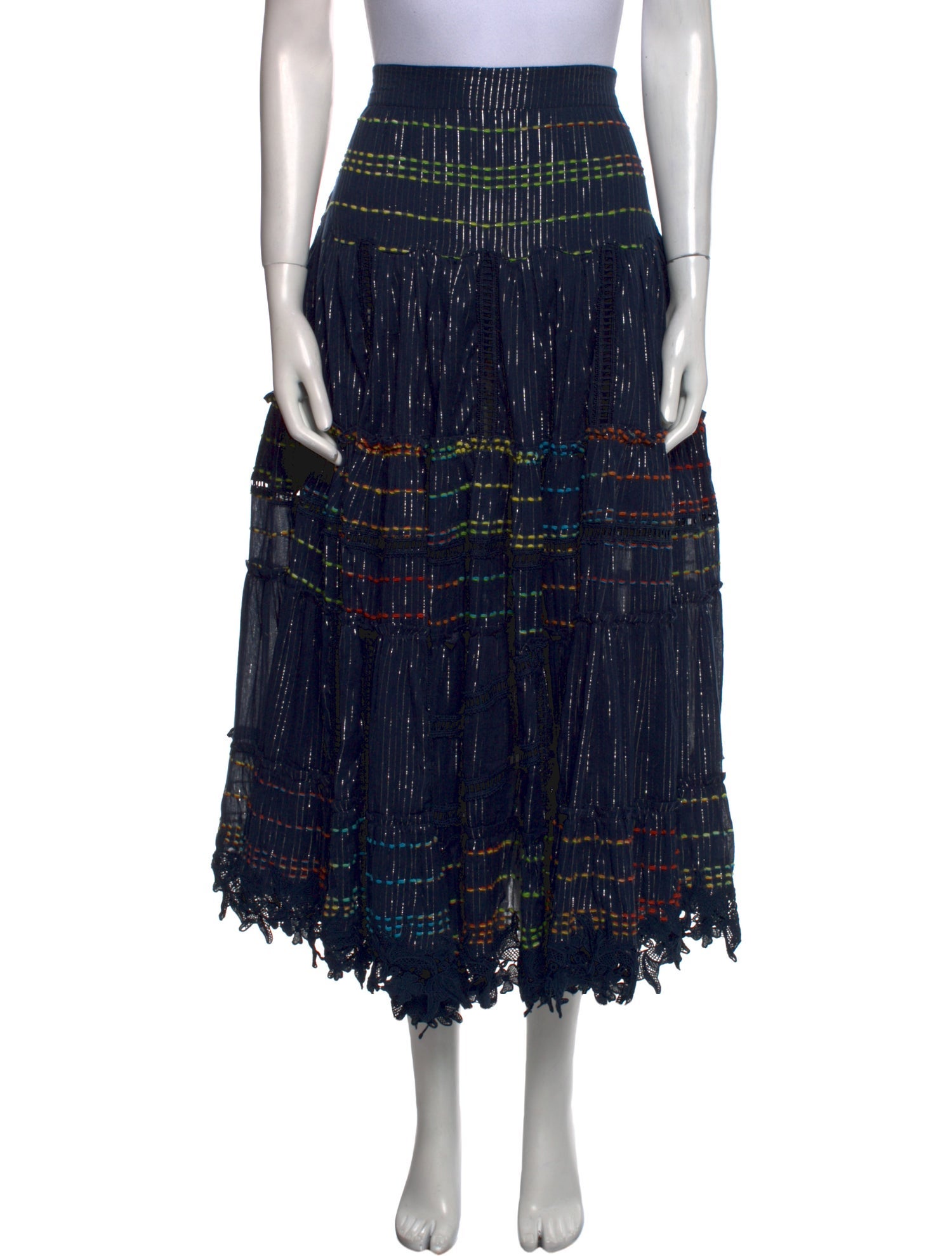 Hemant and Nandita Striped Midi Length Skirt