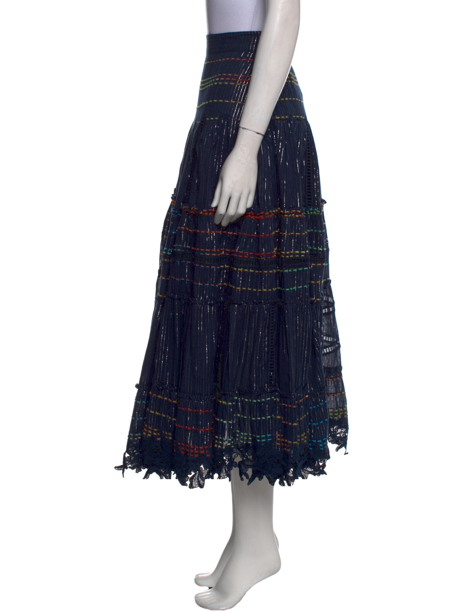 Hemant and Nandita Striped Midi Length Skirt