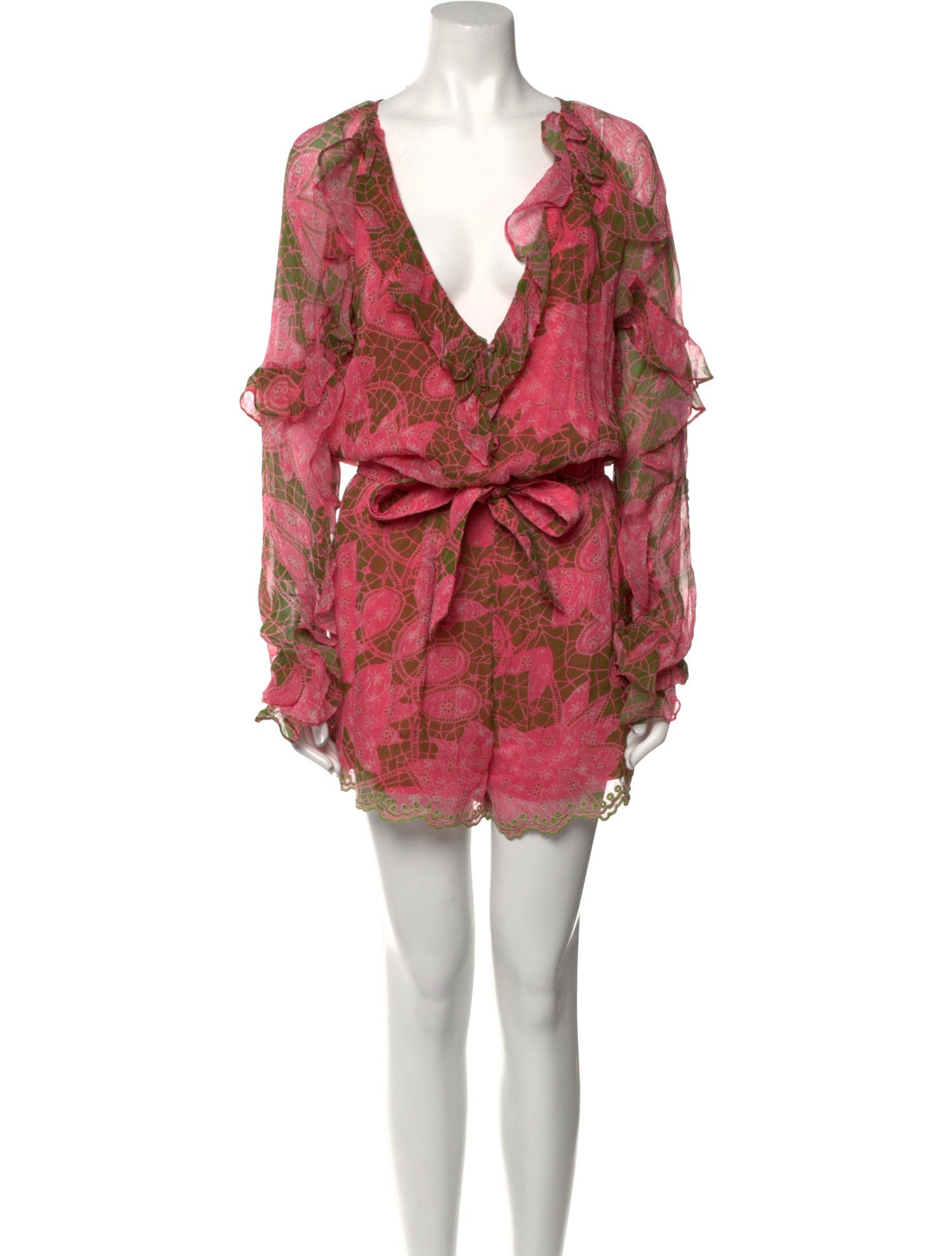 Hemant and Nandita Printed Plunge Neckline Romper