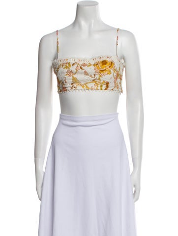 Hemant and Nandita Tops Printed Square Neckline Crop Top S