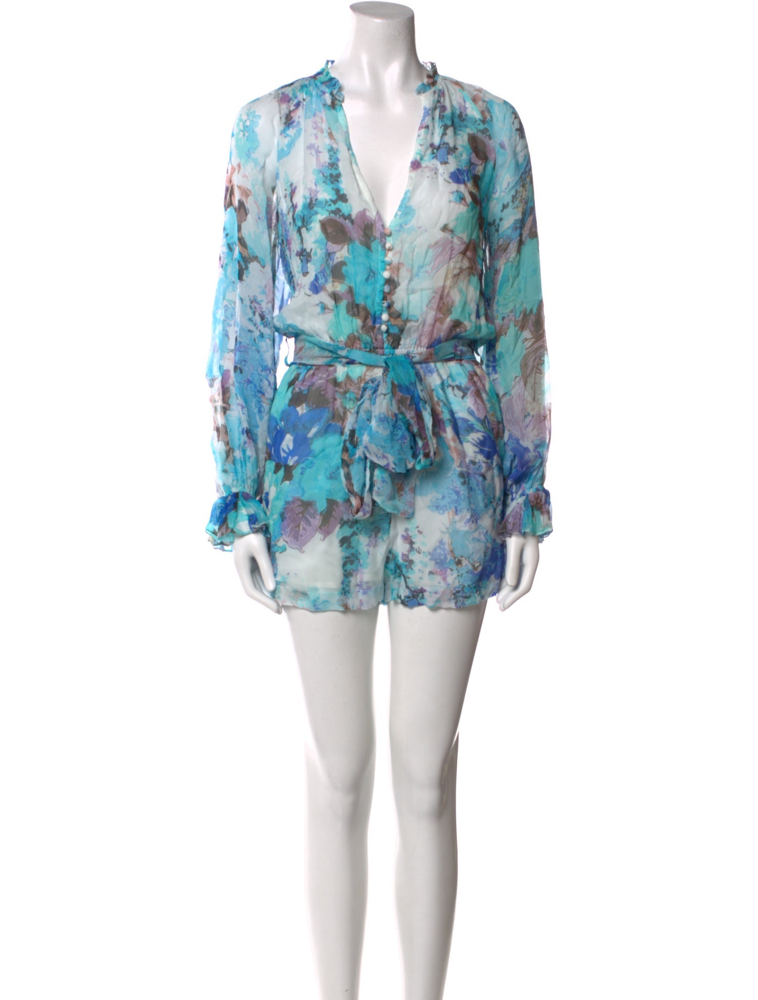 Hemant and Nandita Printed Plunge Neckline Romper