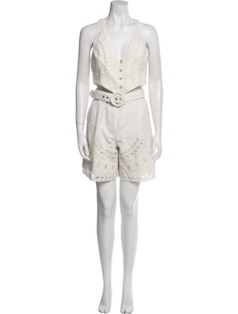 Hemant and Nandita Linen Embroidered Accent Short Set