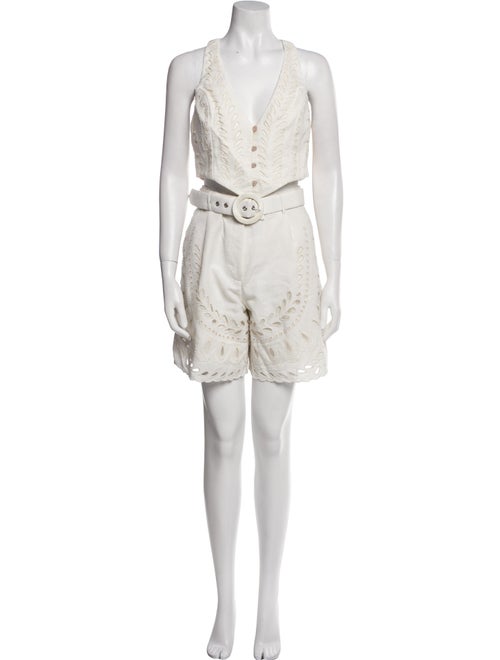 Hemant and Nandita Linen Embroidered Accent Short Set