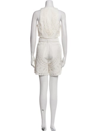 Hemant and Nandita Linen Embroidered Accent Short Set