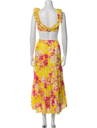 Hemant and Nandita Floral Print Cutout Accent Skirt Set