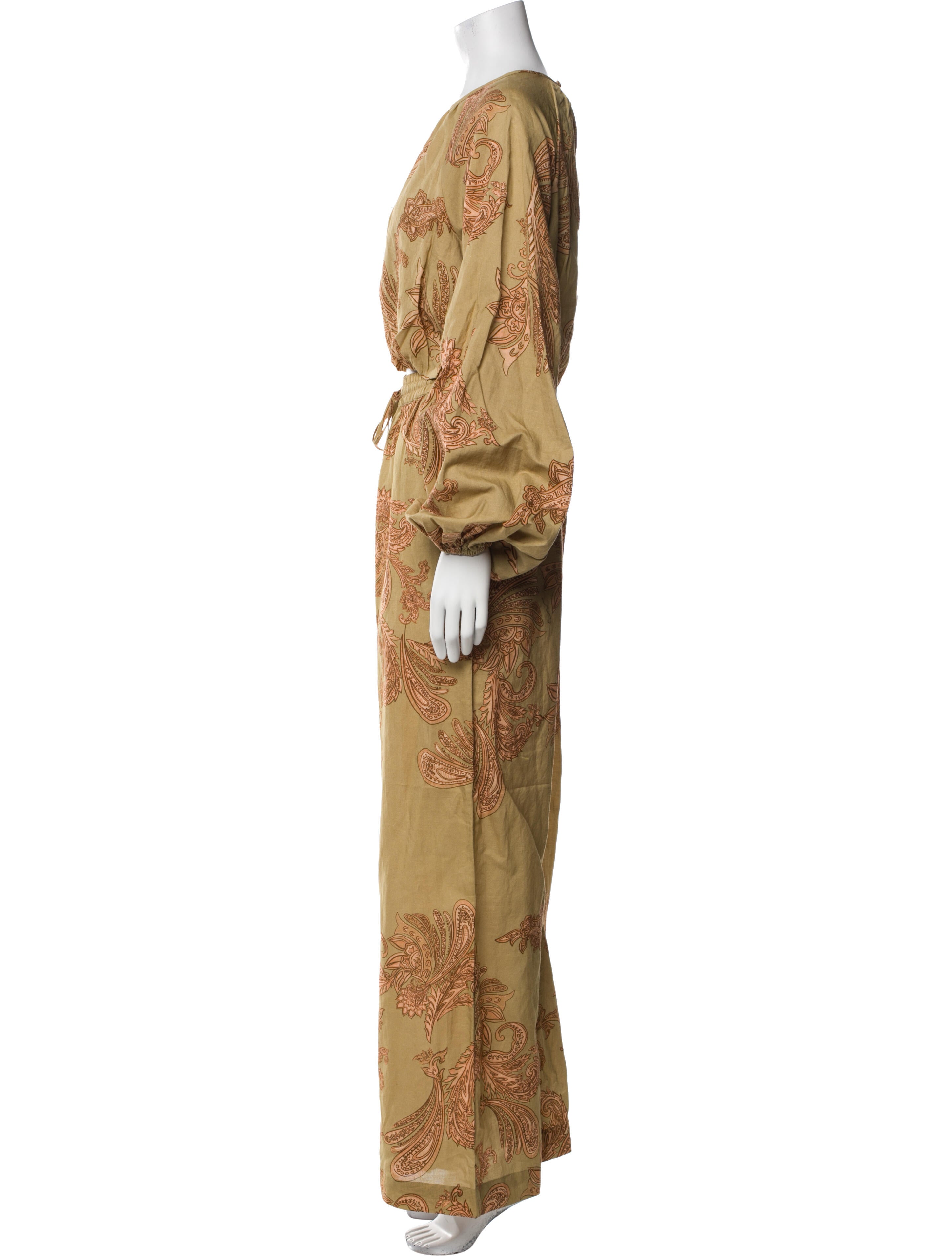 Hemant and Nandita Linen Paisley Print Pant Set w/ Tags