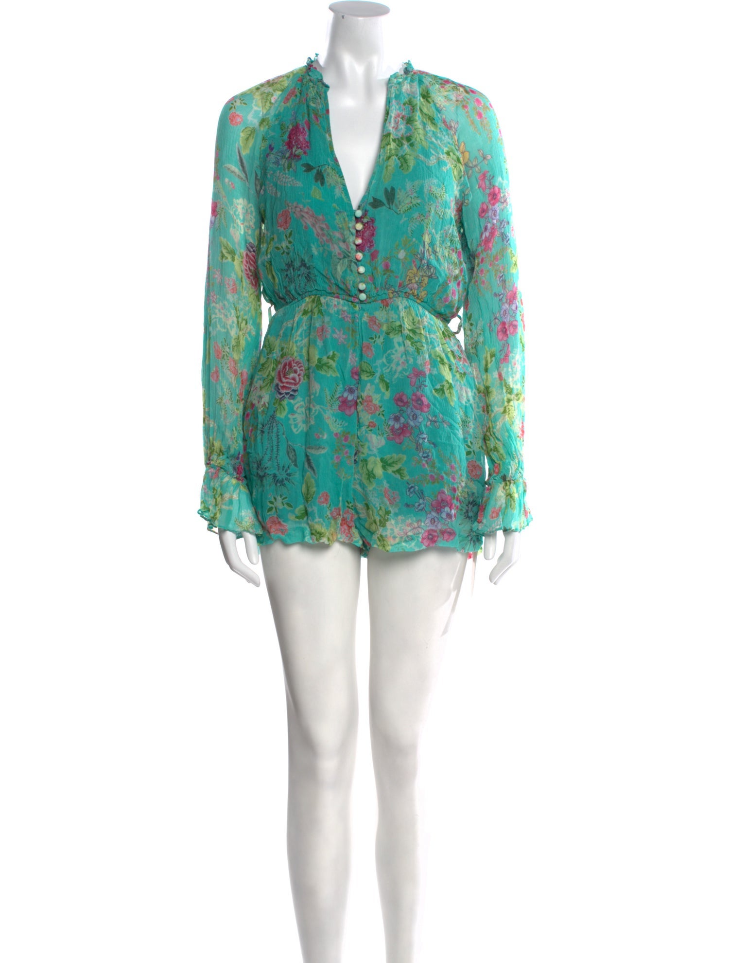 Hemant and Nandita Printed Plunge Neckline Romper