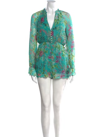 Hemant and Nandita Printed Plunge Neckline Romper