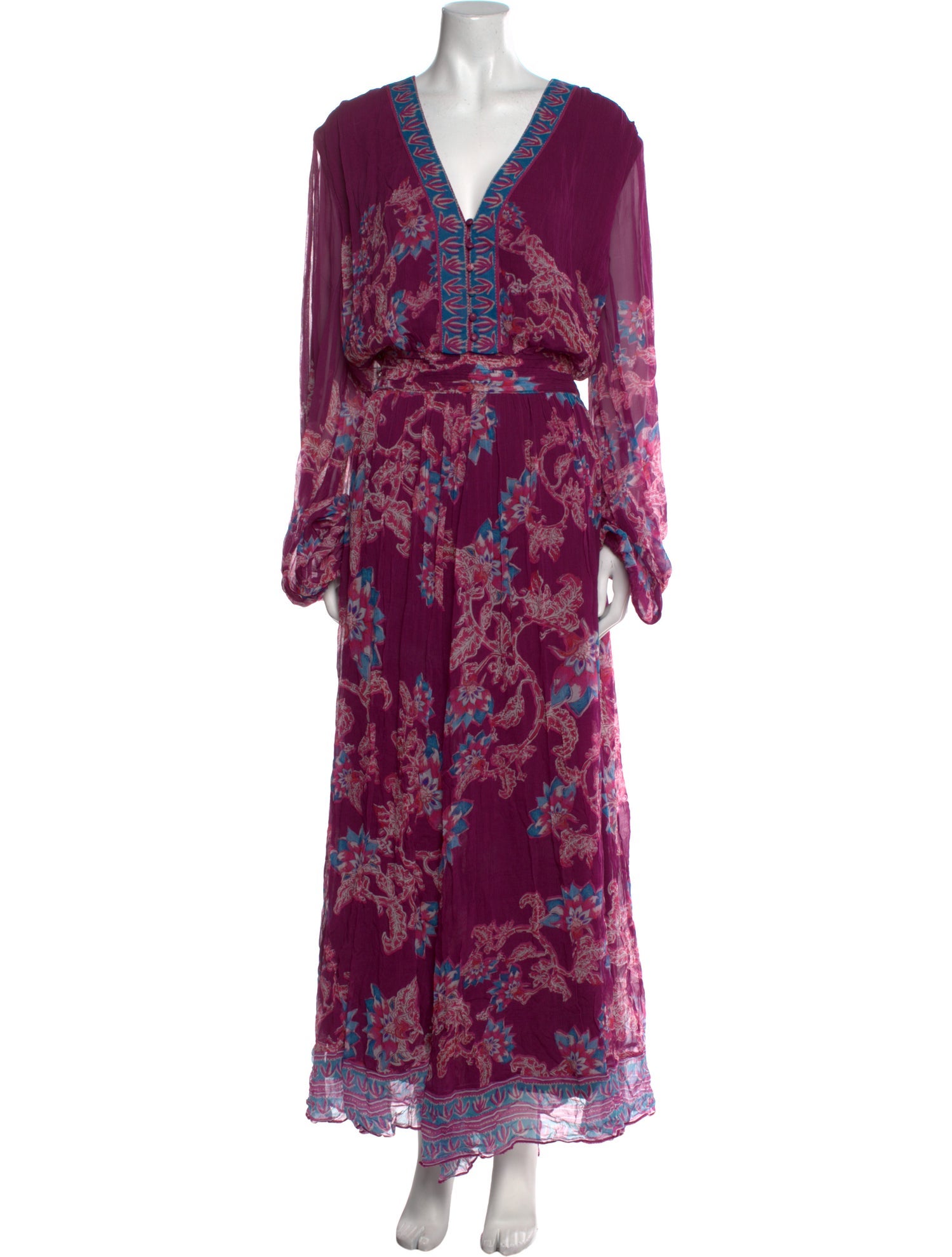 Hemant and Nandita Floral Print Long Dress w/ Tags